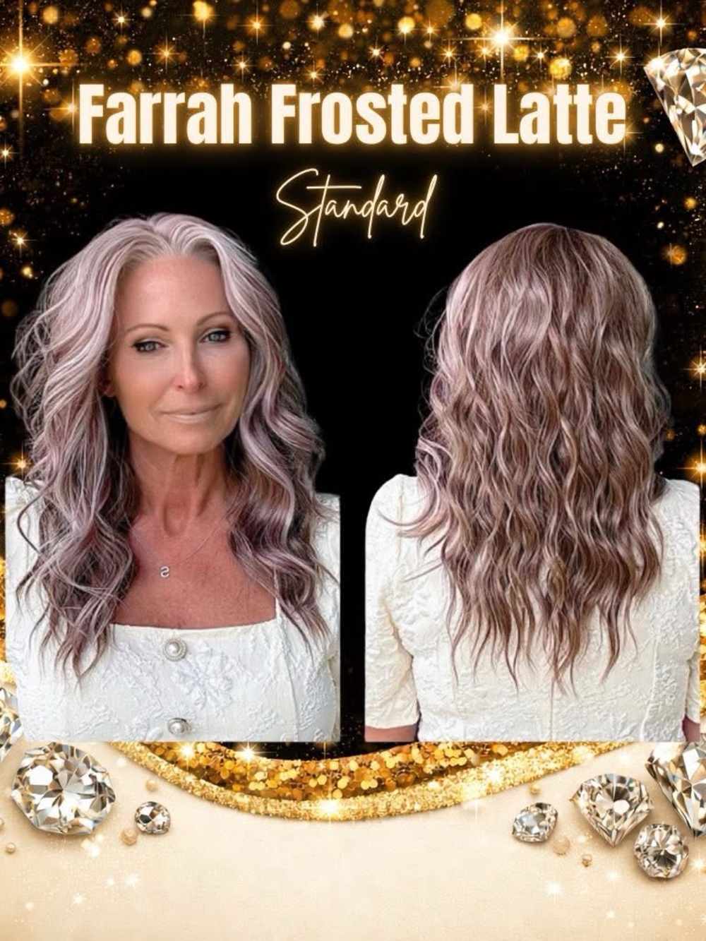 Wavy Wig in Ashy Brown with Silver Highlights